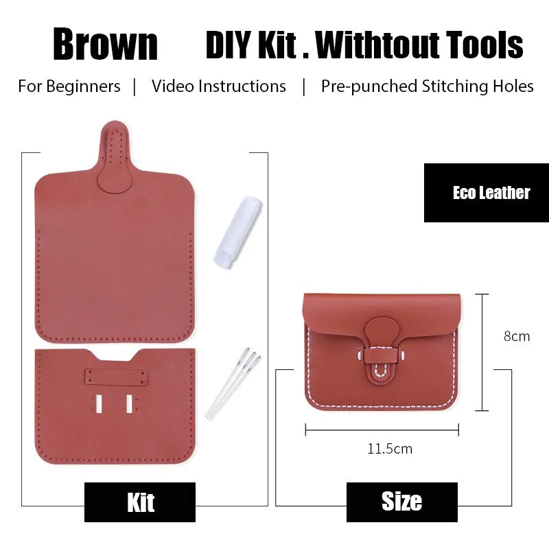 Leather Card Holder Kit DIY Slim Leather Buckle Coin Wallet Kit DIY Eco Leather Project