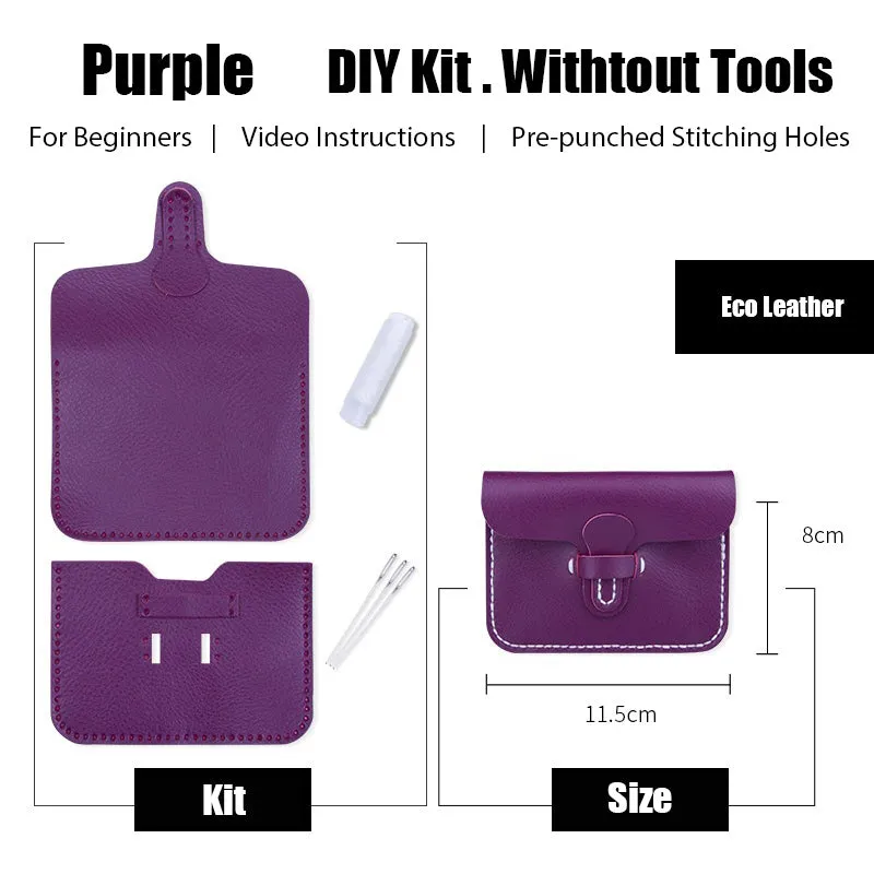 Leather Card Holder Kit DIY Slim Leather Buckle Coin Wallet Kit DIY Eco Leather Project