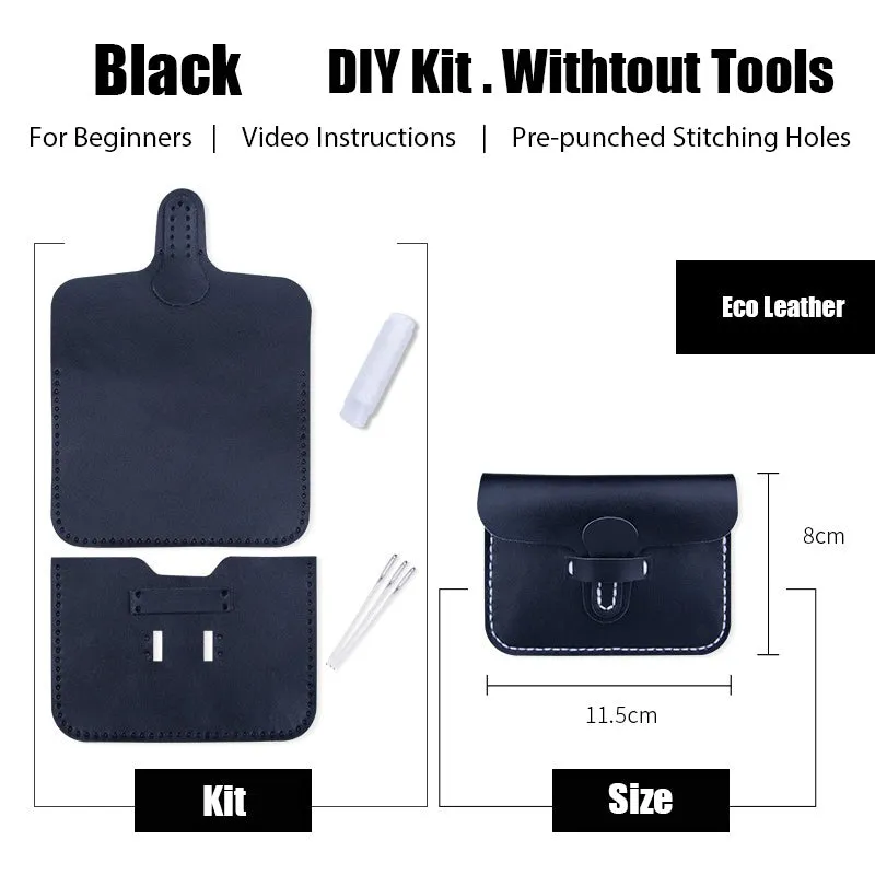 Leather Card Holder Kit DIY Slim Leather Buckle Coin Wallet Kit DIY Eco Leather Project