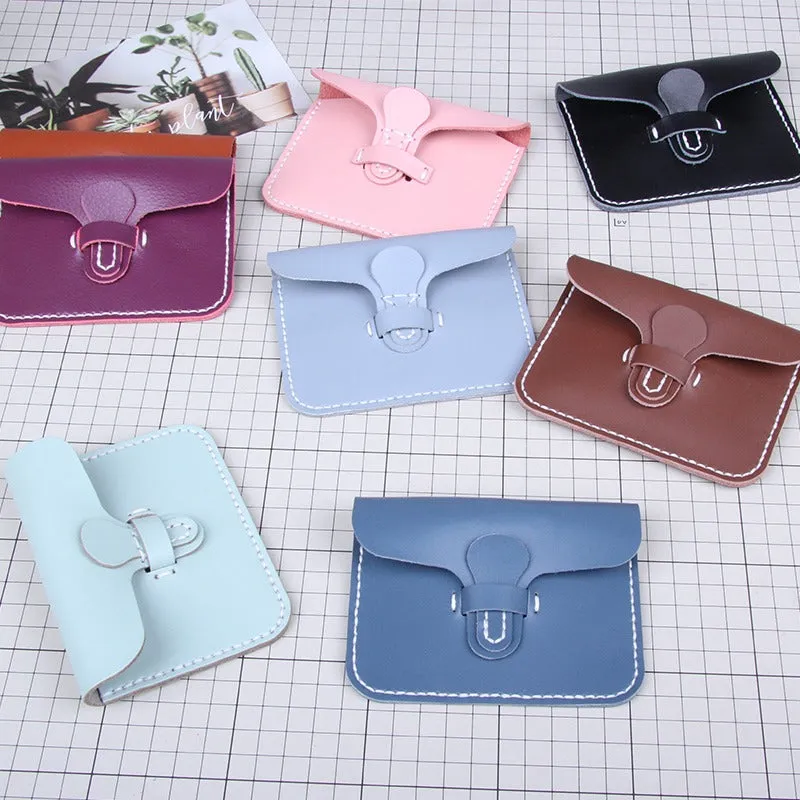 Leather Card Holder Kit DIY Slim Leather Buckle Coin Wallet Kit DIY Eco Leather Project