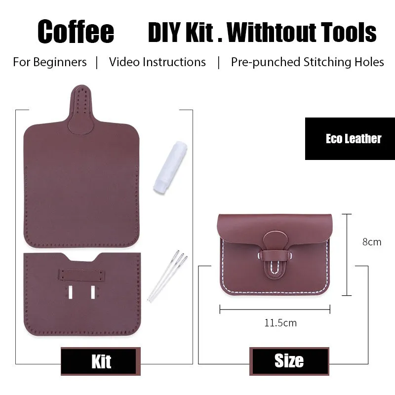 Leather Card Holder Kit DIY Slim Leather Buckle Coin Wallet Kit DIY Eco Leather Project