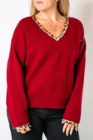 Leopard Trim Jumper