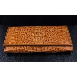 Light Brown Genuine Crocodile Womens Wallet