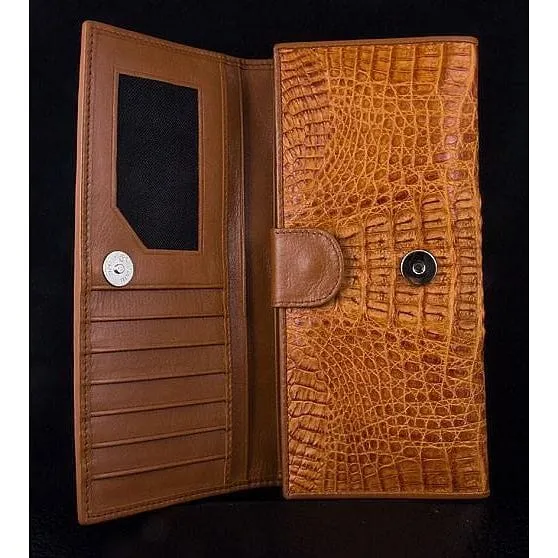 Light Brown Genuine Crocodile Womens Wallet