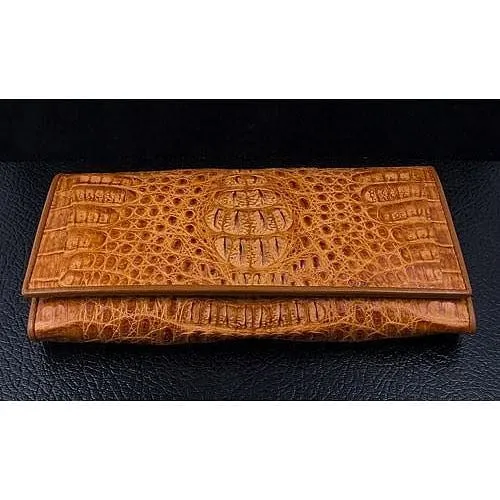 Light Brown Genuine Crocodile Womens Wallet