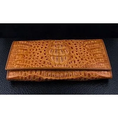 Light Brown Genuine Crocodile Womens Wallet