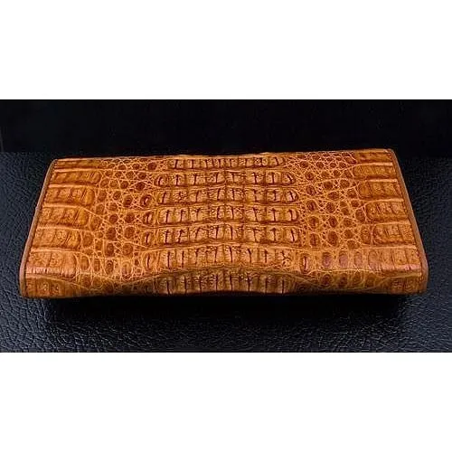 Light Brown Genuine Crocodile Womens Wallet