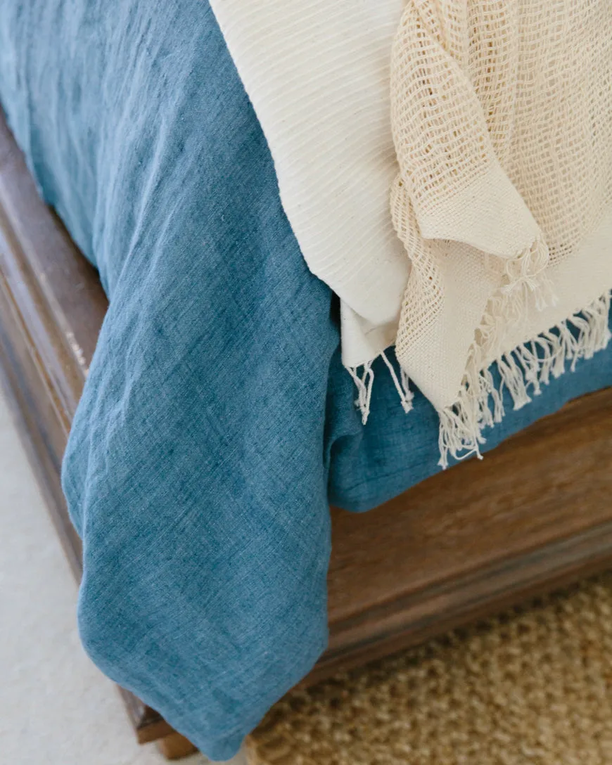 Linen Duvet Cover Set - Denim Blue