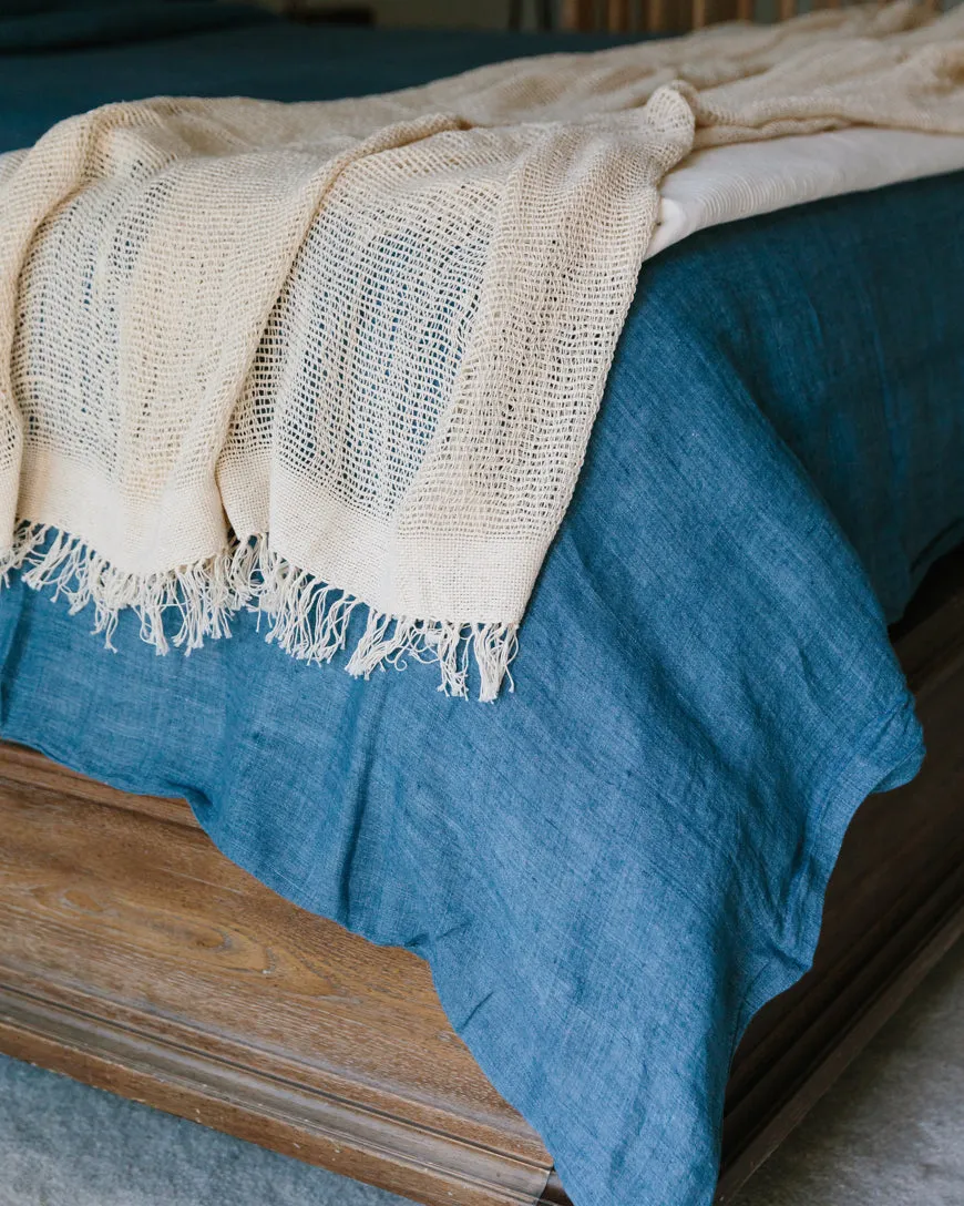 Linen Duvet Cover Set - Denim Blue