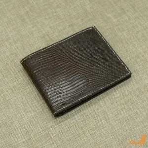 Lizard leather bifold wallet mens