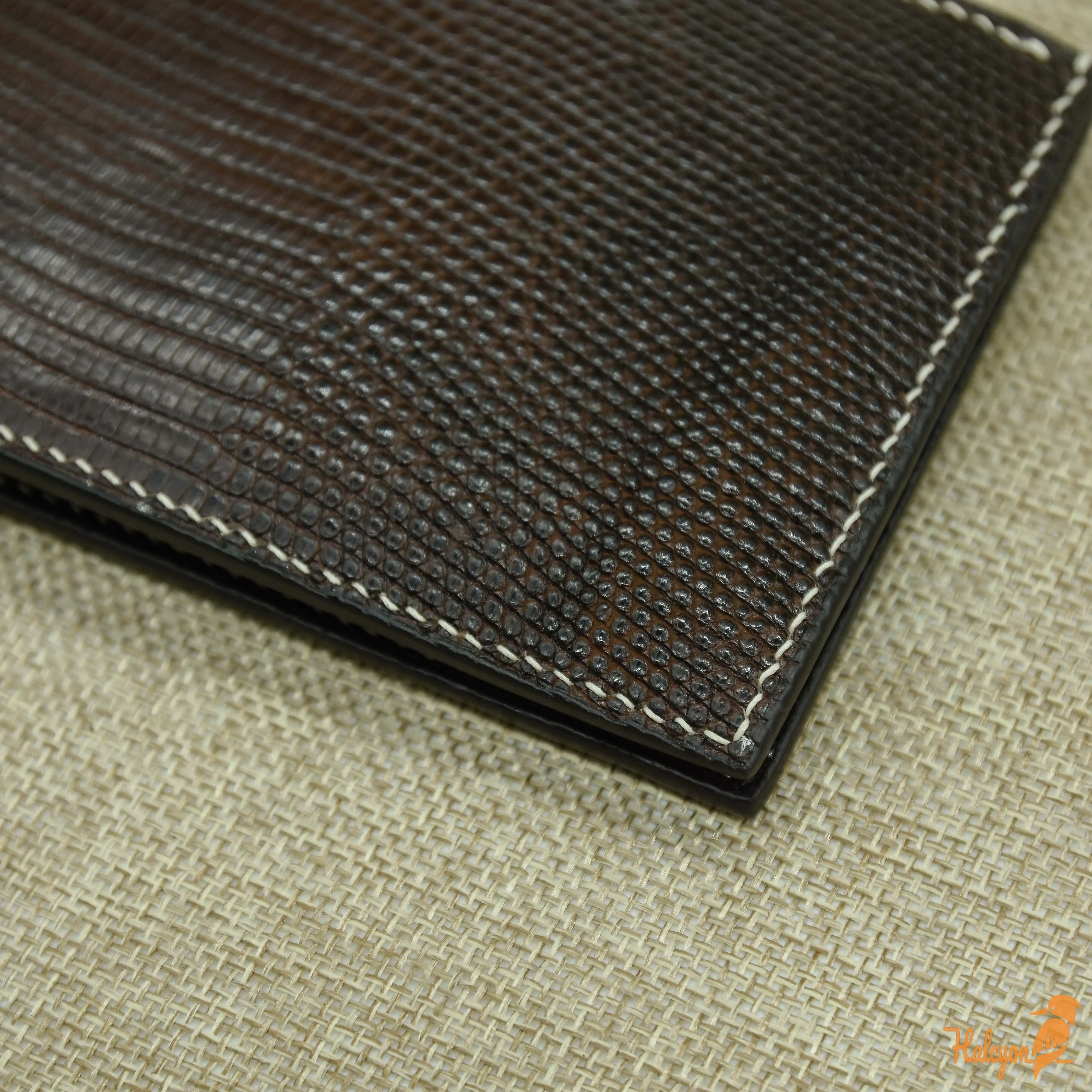 Lizard leather bifold wallet mens