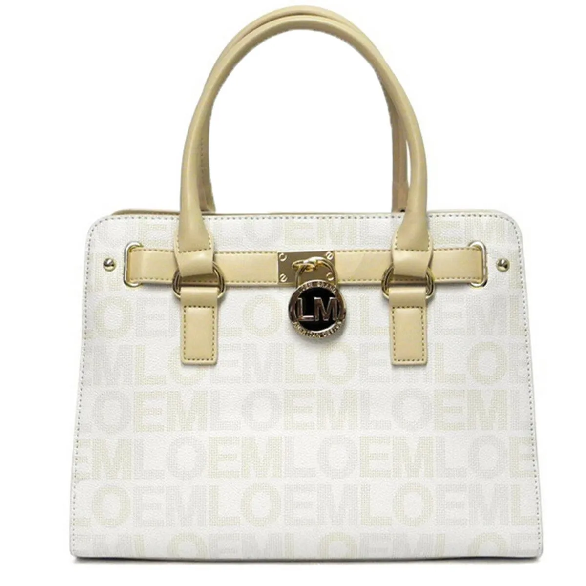 LOEM cream white signature wallet shoulder Bag belt handbag set lock key pockets