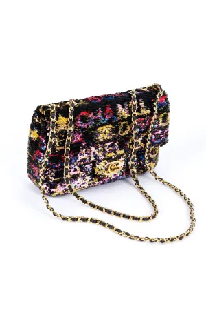 Logo Sequin Flap Bag