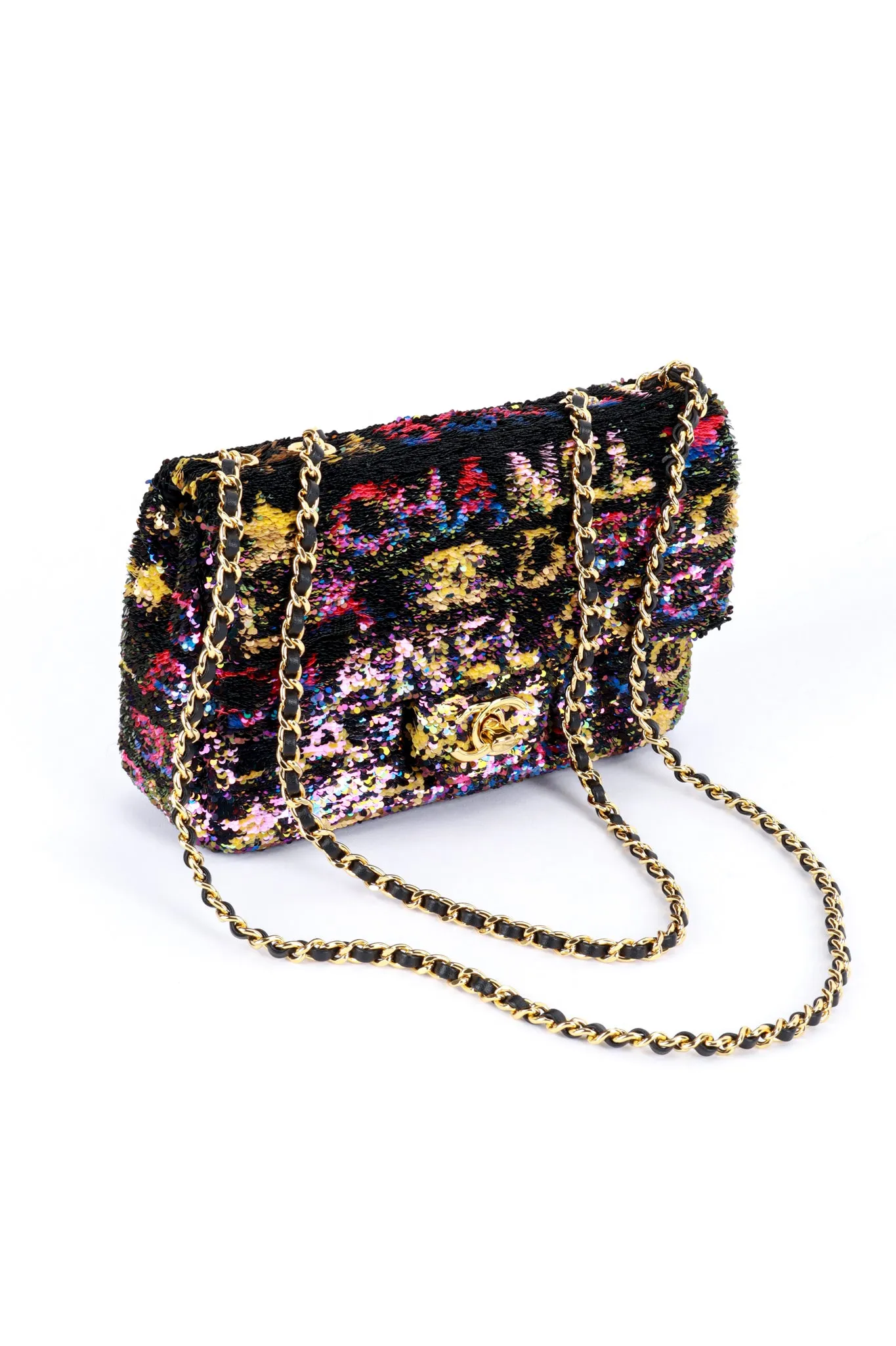 Logo Sequin Flap Bag