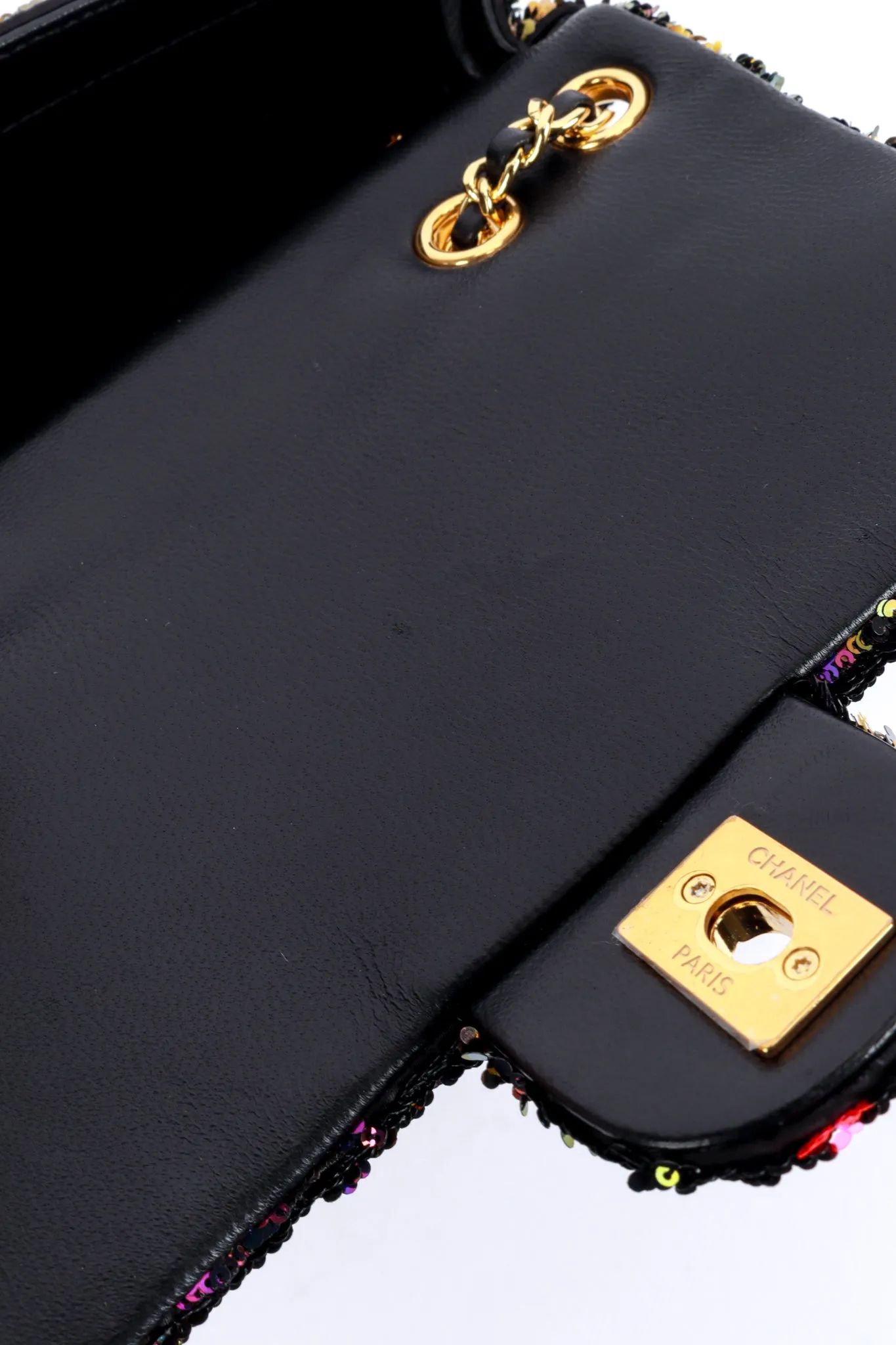 Logo Sequin Flap Bag