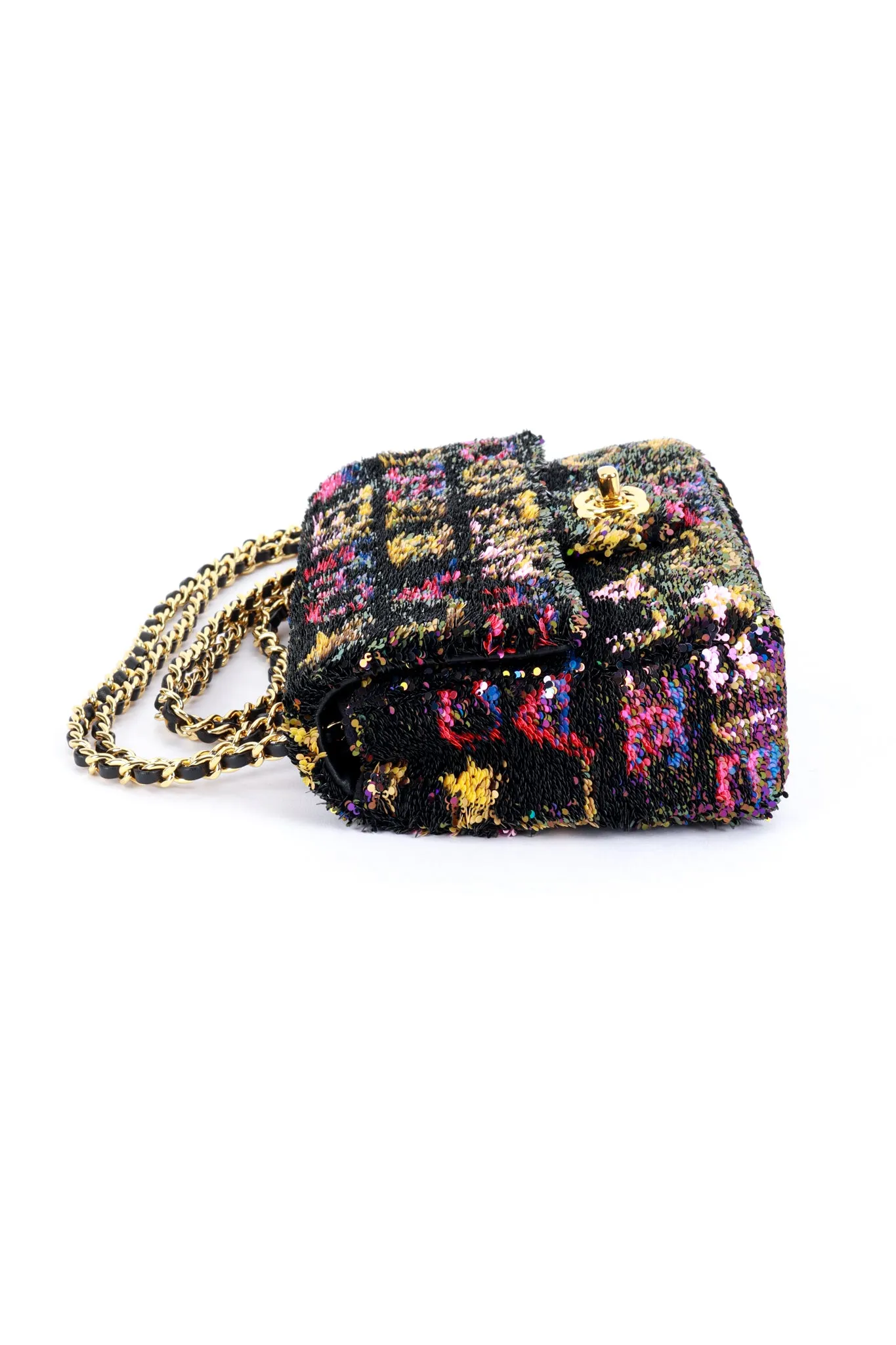 Logo Sequin Flap Bag