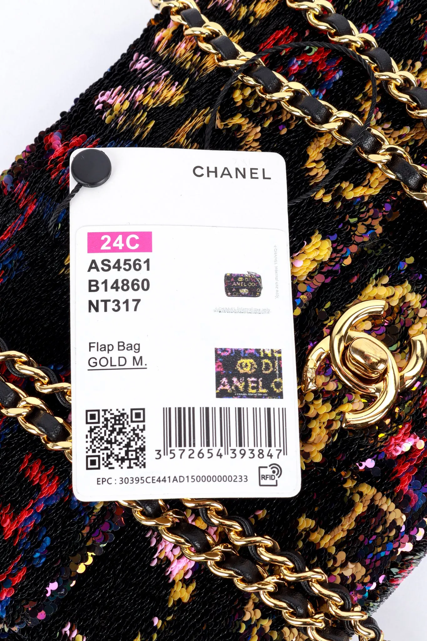 Logo Sequin Flap Bag