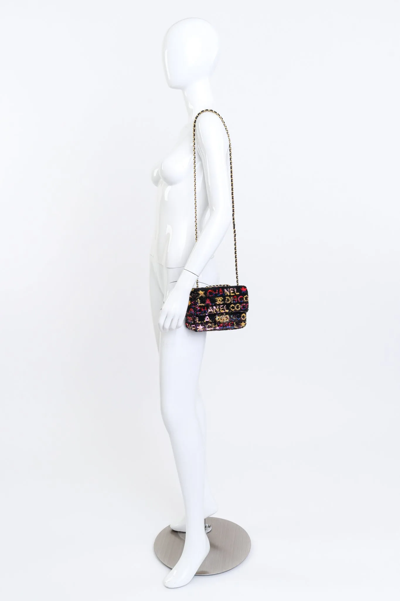 Logo Sequin Flap Bag