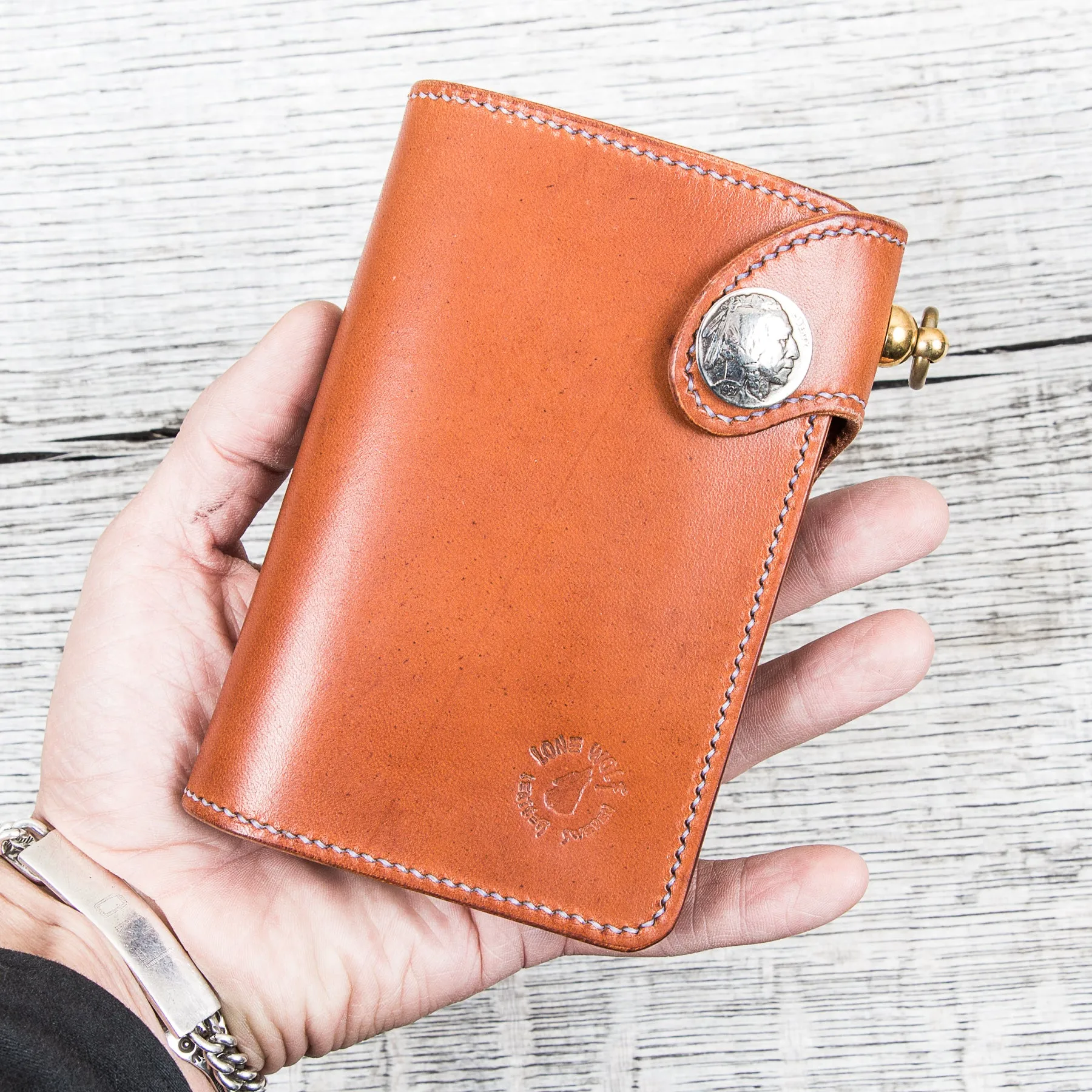 Lone Wolf Leathers Handmade Medium Wallet Saddle Tan