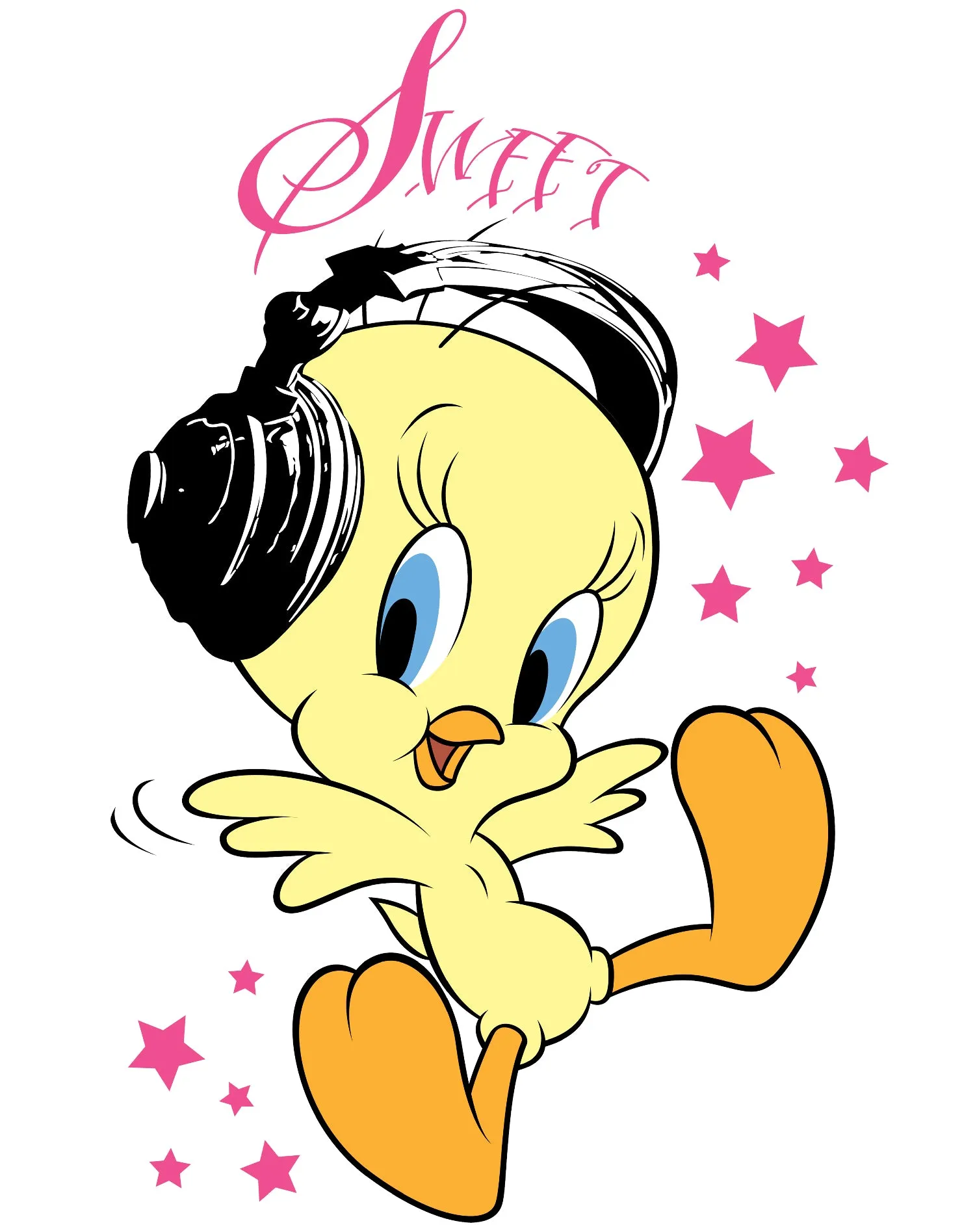 Looney Tunes Tweety Headphones Official Women's T-Shirt