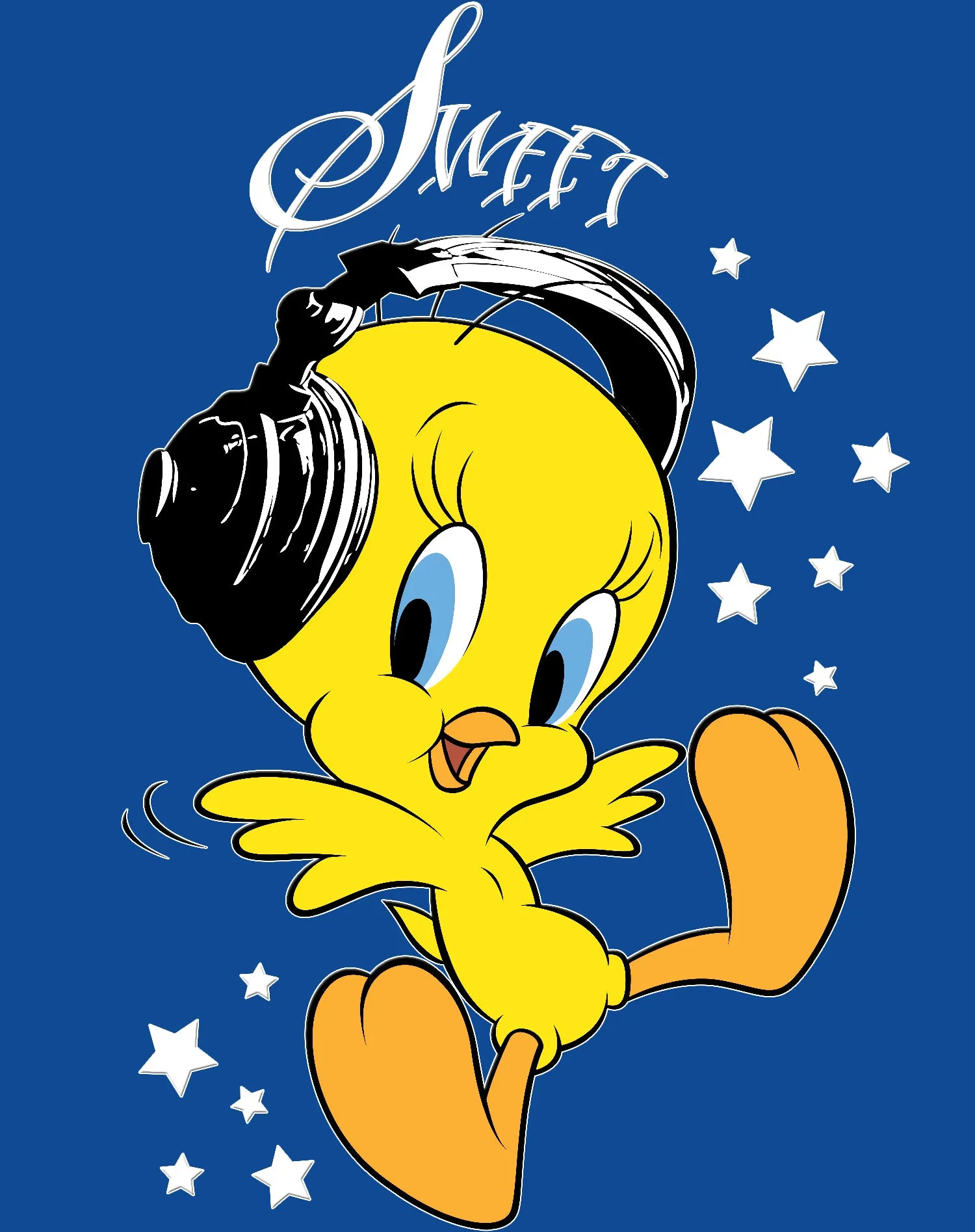 Looney Tunes Tweety Headphones Official Women's T-Shirt