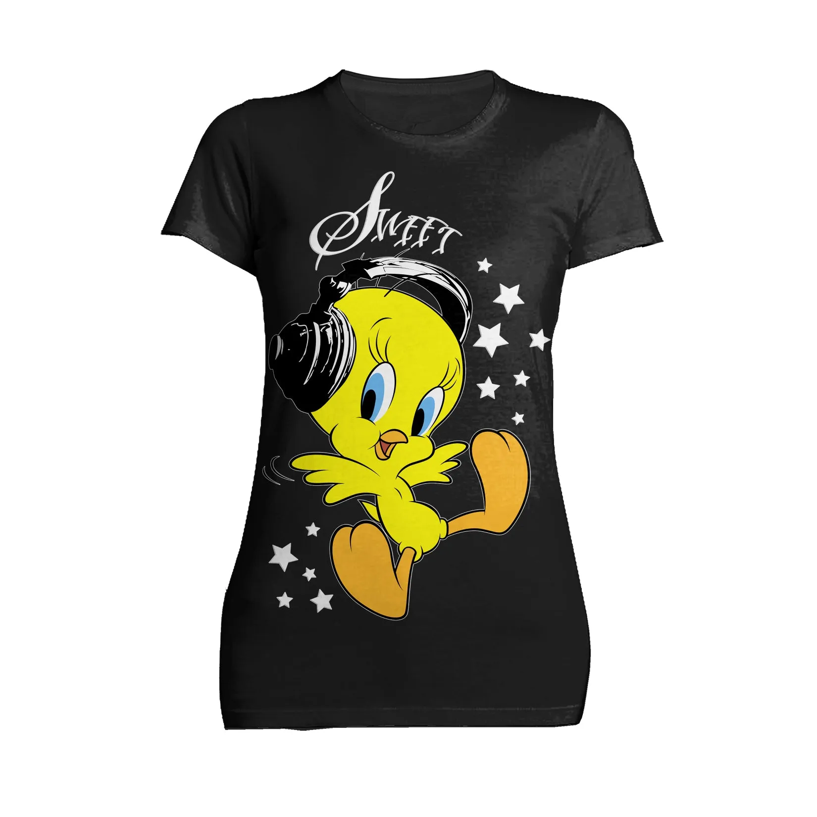 Looney Tunes Tweety Headphones Official Women's T-Shirt