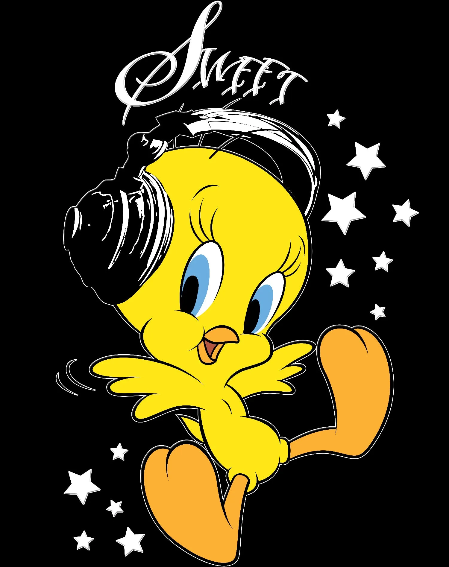 Looney Tunes Tweety Headphones Official Women's T-Shirt