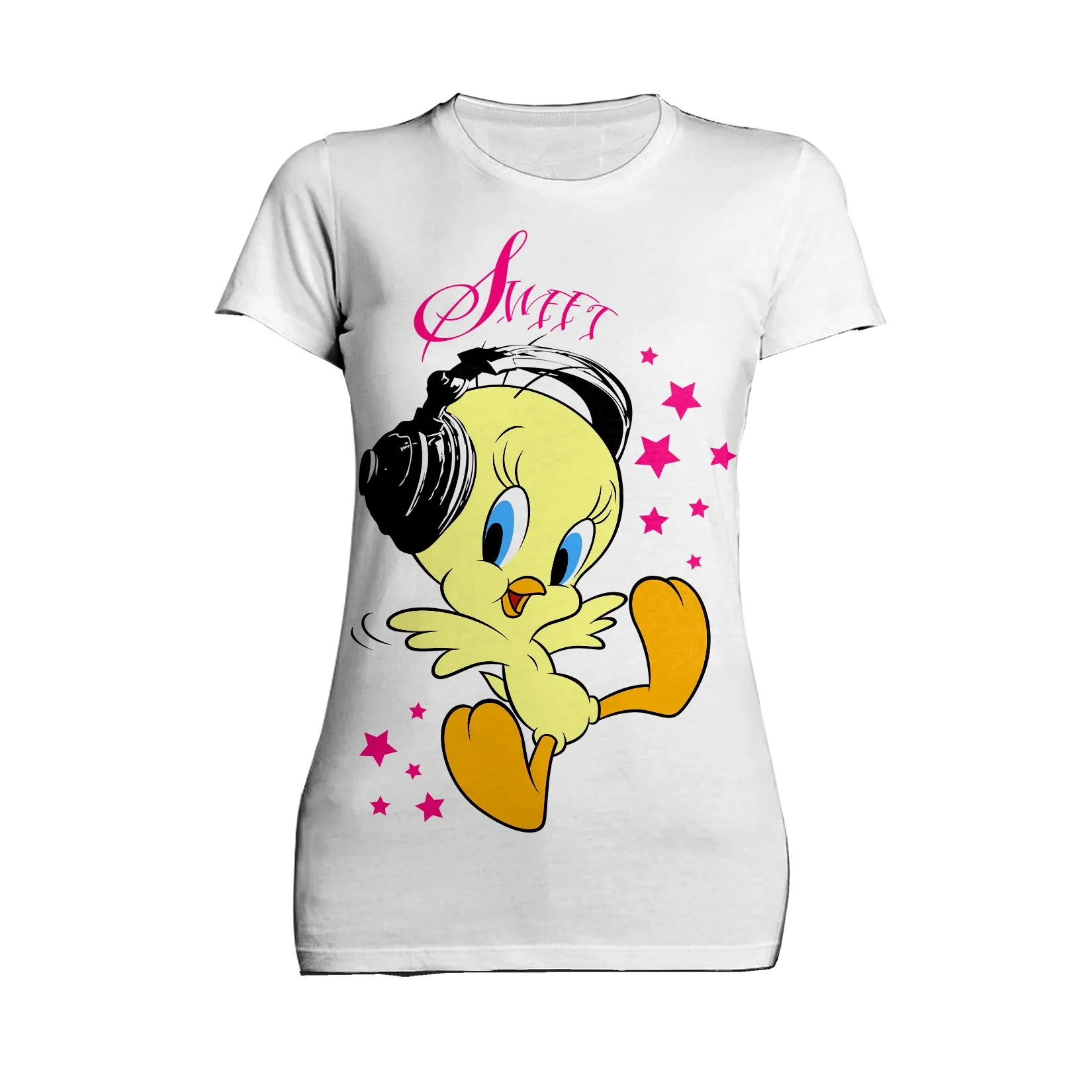 Looney Tunes Tweety Headphones Official Women's T-Shirt