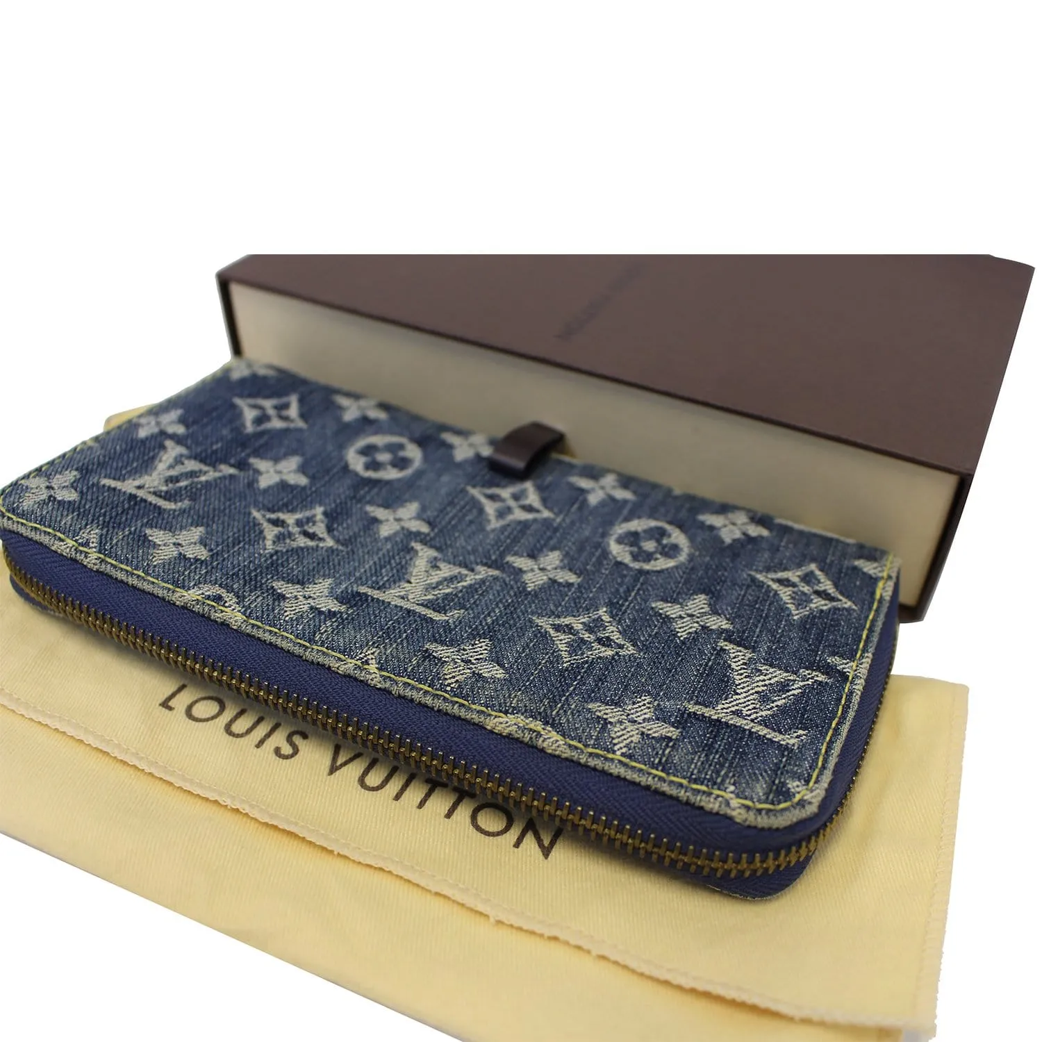 LOUIS VUITTON Blue Denim Monogram Zippy Wallet