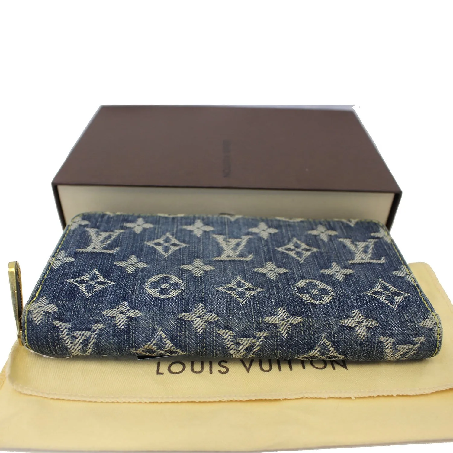 LOUIS VUITTON Blue Denim Monogram Zippy Wallet