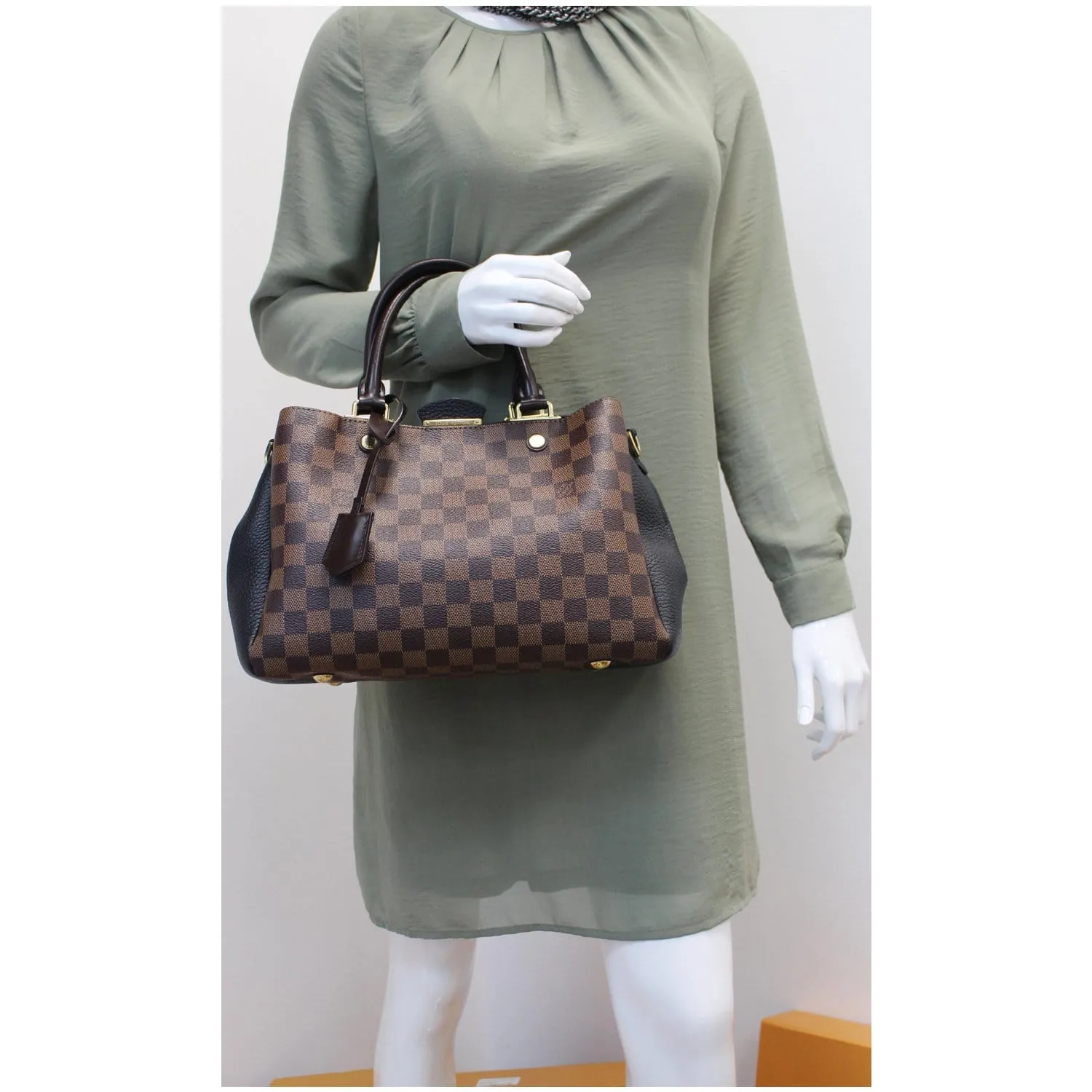 LOUIS VUITTON Brittany Damier Ebene Shoulder Bag Brown