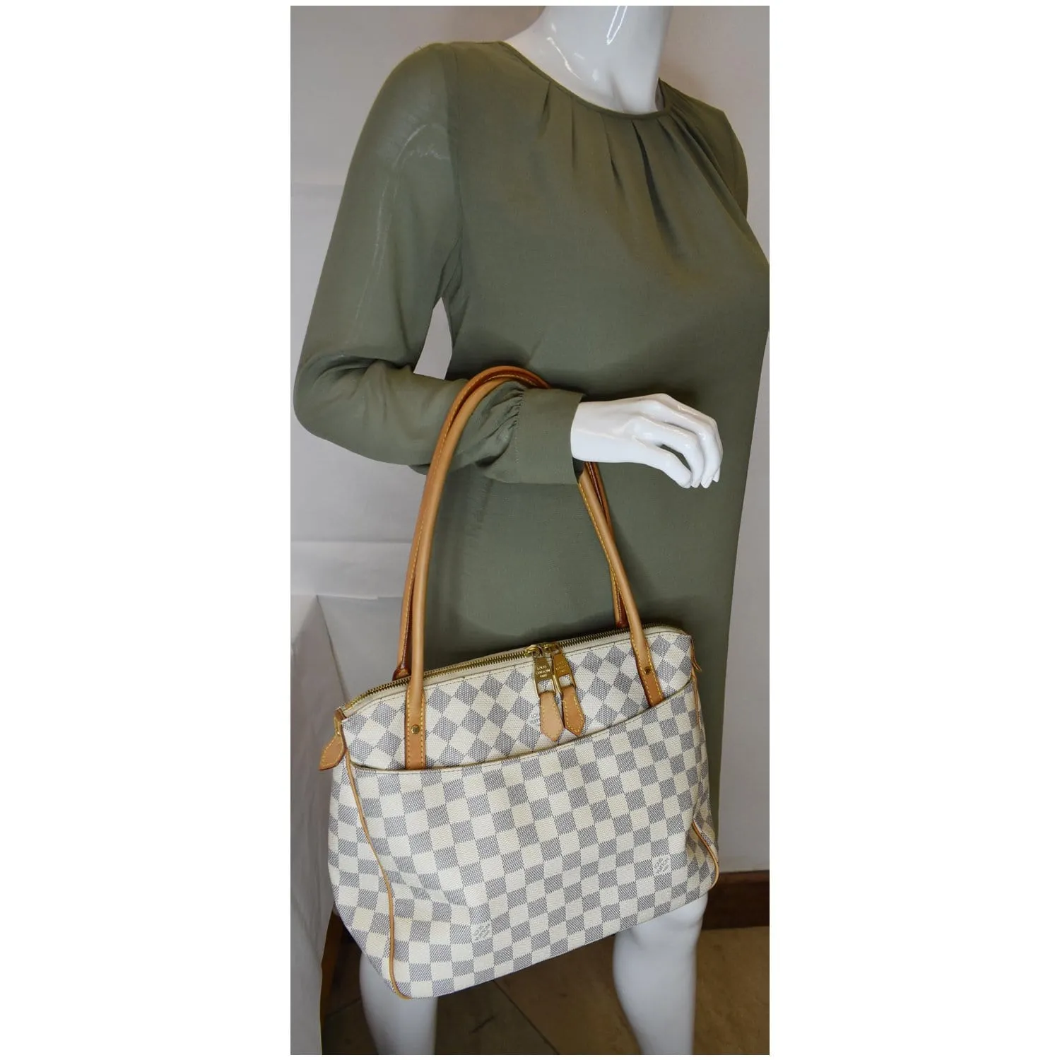 LOUIS VUITTON Figheri PM Damier Azur Shoulder Bag White