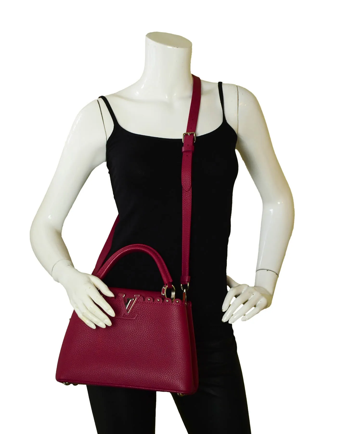Louis Vuitton Groseille Taurillon Lace Croquets Capucines BB Crossbody