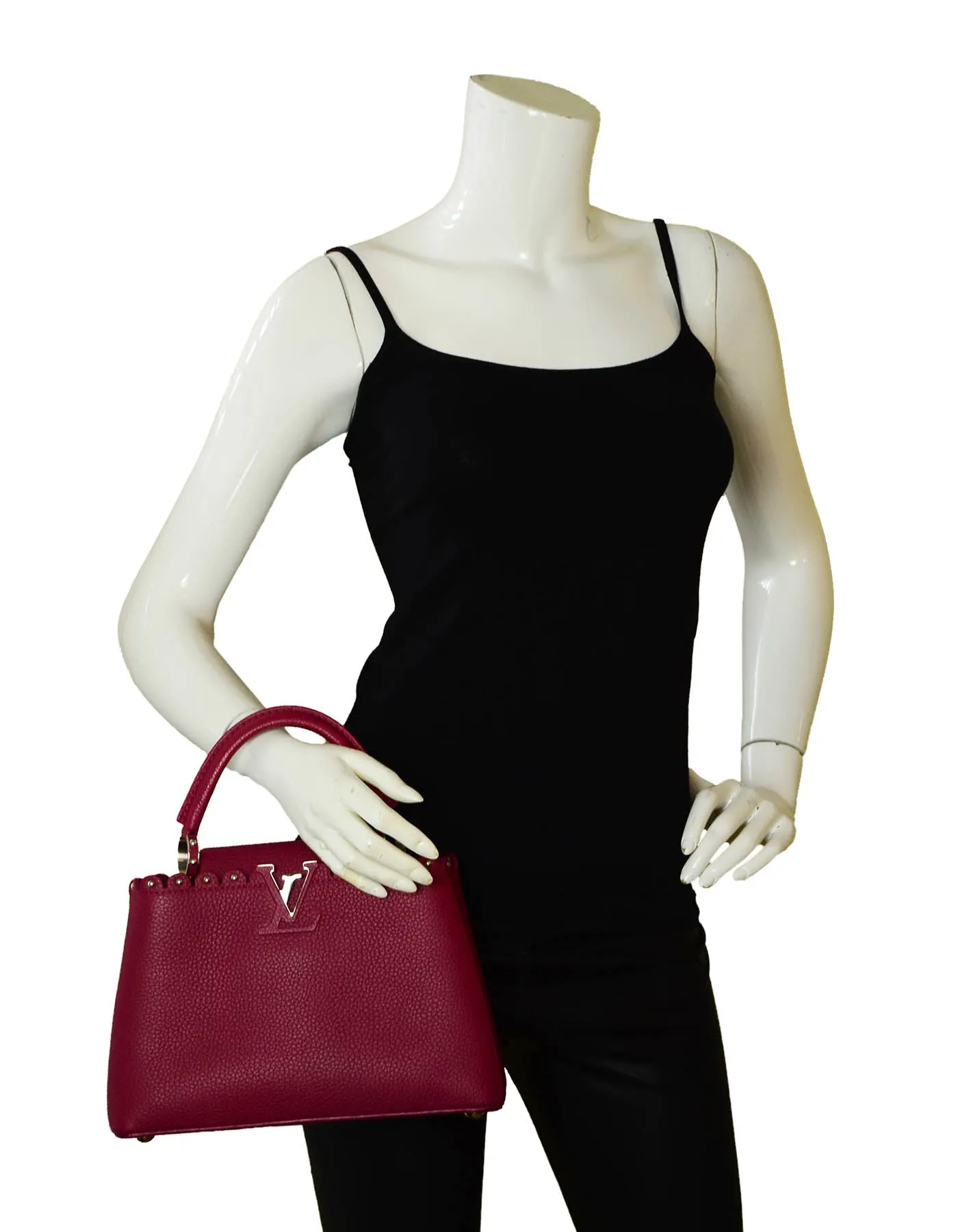 Louis Vuitton Groseille Taurillon Lace Croquets Capucines BB Crossbody
