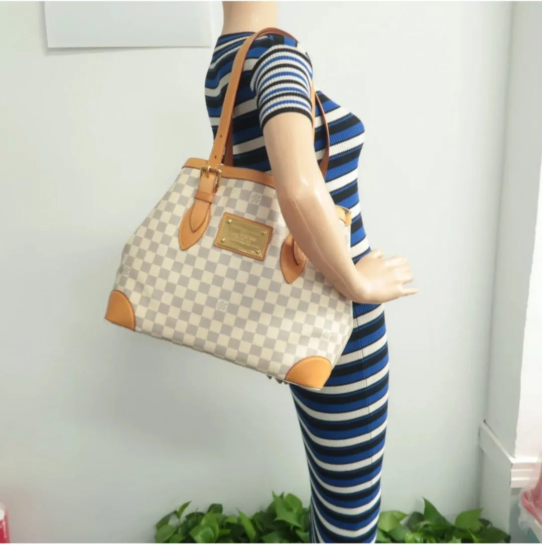 Louis Vuitton Hampstead White Damier Azur Canvas Shoulder Bag