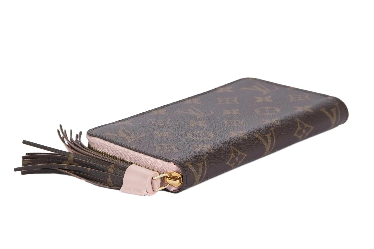 Louis Vuitton M62402 Long Zip Around Wallet With Tassel Monogram Canvas Pink Interior