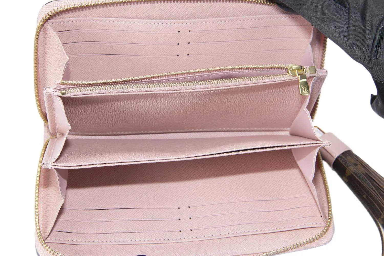 Louis Vuitton M62402 Long Zip Around Wallet With Tassel Monogram Canvas Pink Interior