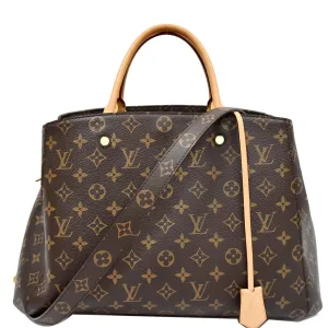LOUIS VUITTON Montaigne GM Monogram Canvas Shoulder Bag Brown
