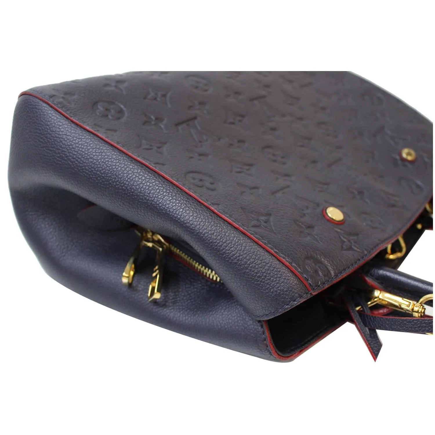 LOUIS VUITTON Montaigne MM Monogram Empreinte Shoulder Bag Blue