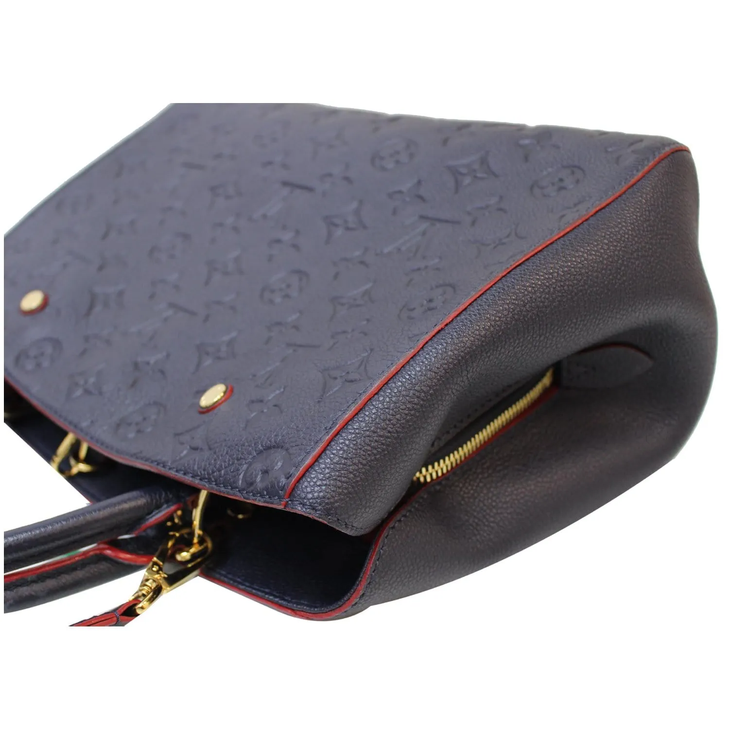 LOUIS VUITTON Montaigne MM Monogram Empreinte Shoulder Bag Blue