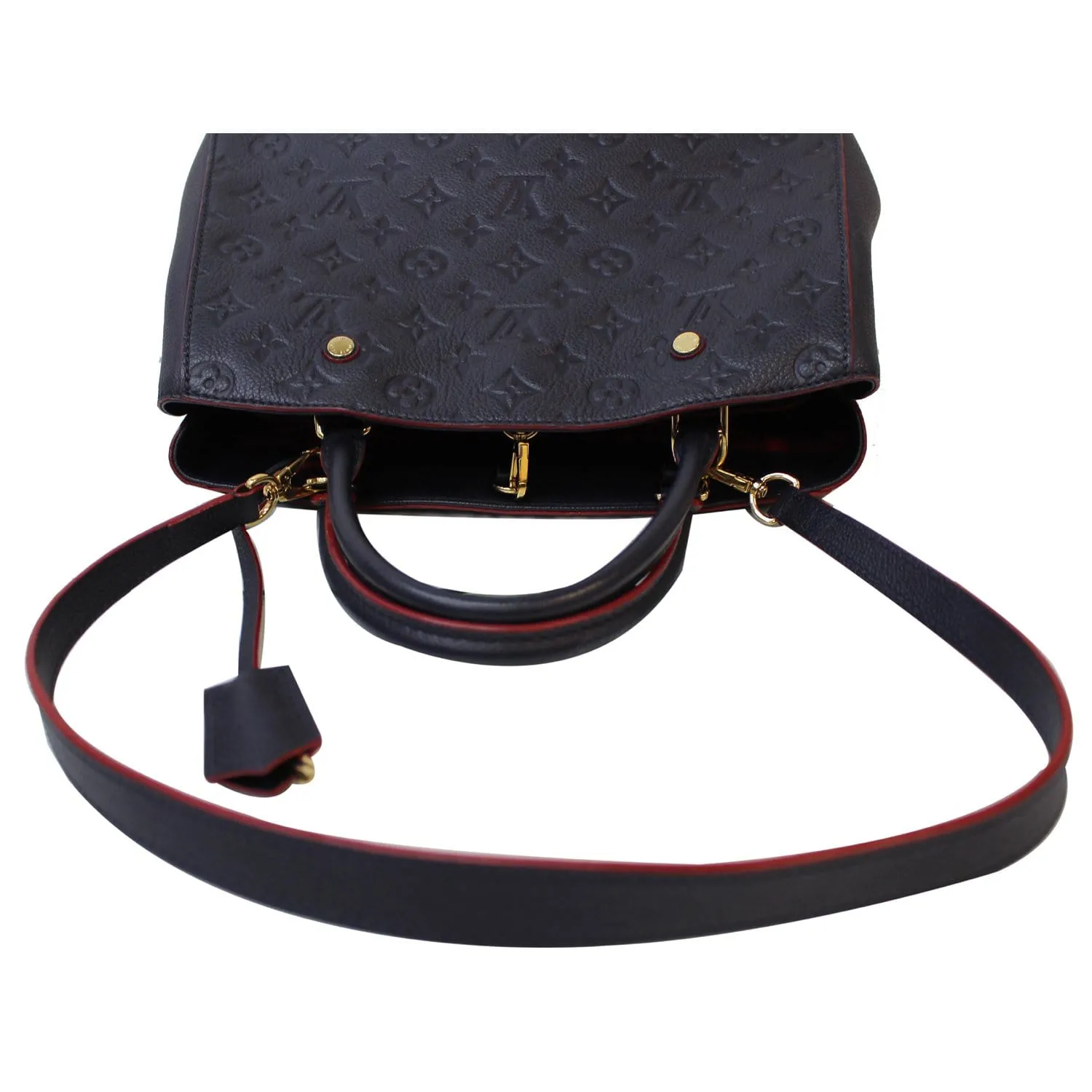 LOUIS VUITTON Montaigne MM Monogram Empreinte Shoulder Bag Blue