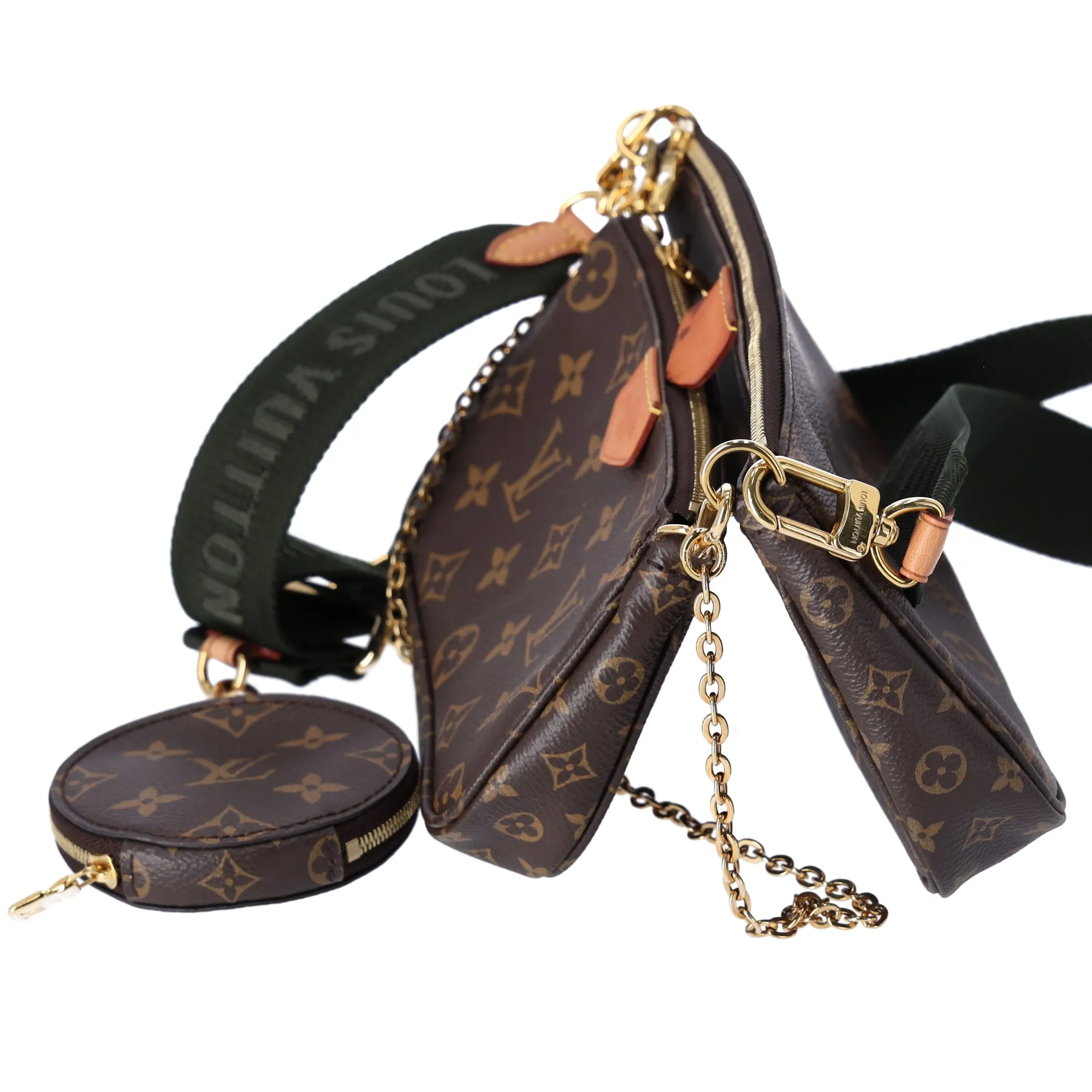 Louis Vuitton Multi Pochette Accessories Shoulder Bag Khaki Green Brown Monogram