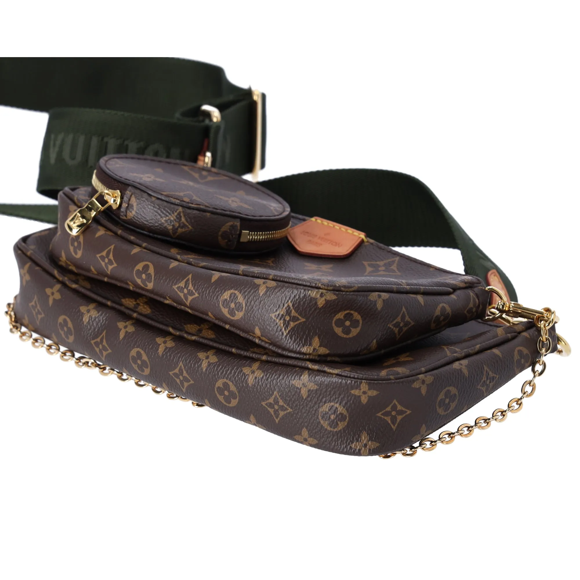 Louis Vuitton Multi Pochette Accessories Shoulder Bag Khaki Green Brown Monogram