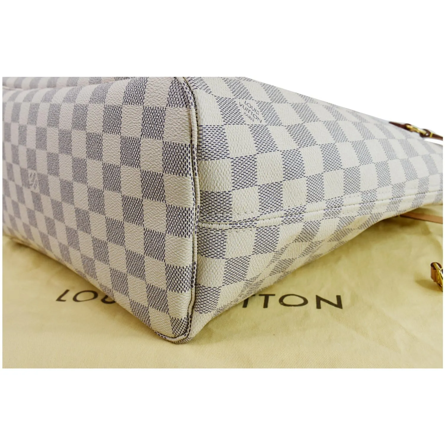 LOUIS VUITTON Neverfull MM Damier Azur Shoulder Bag White