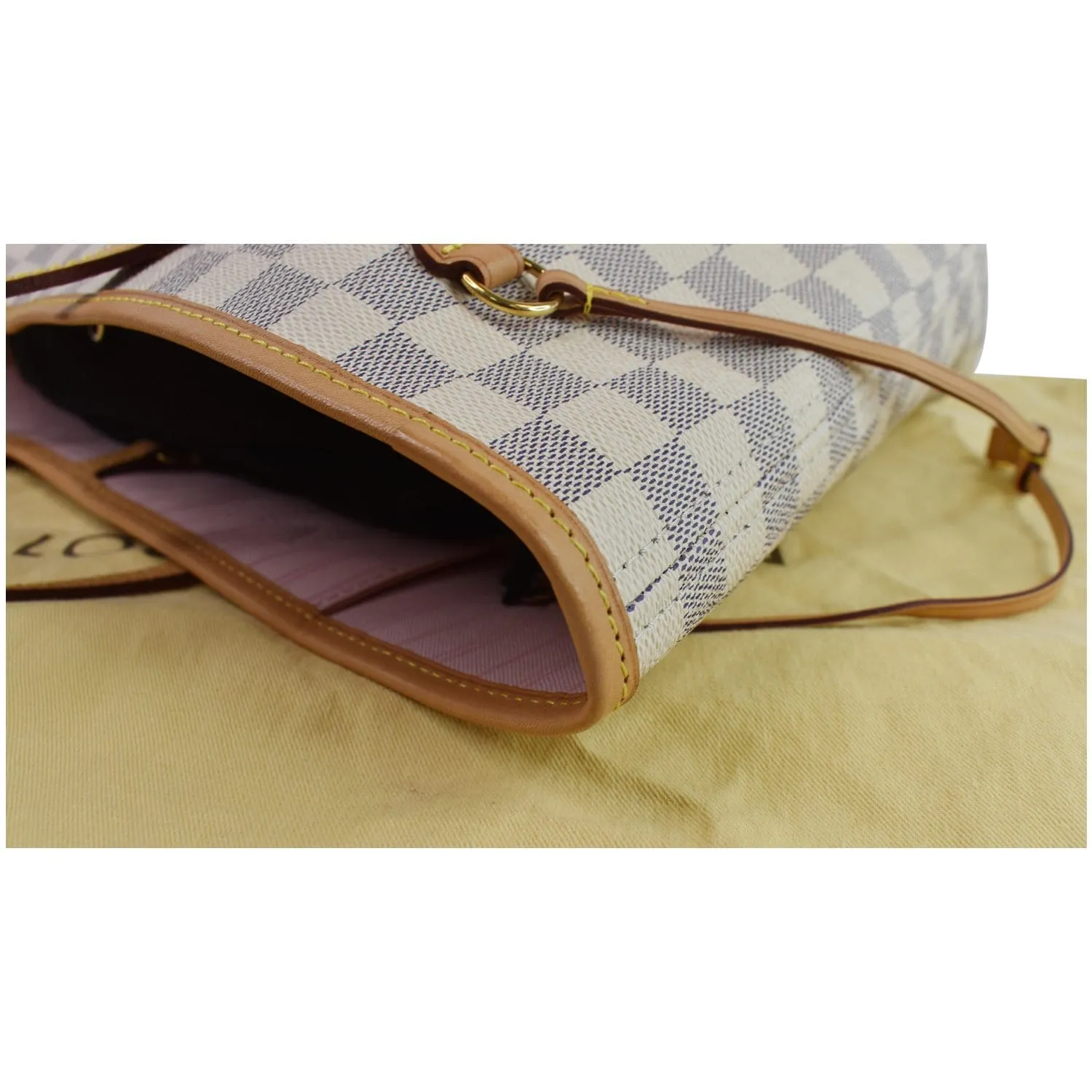 LOUIS VUITTON Neverfull MM Damier Azur Shoulder Bag White
