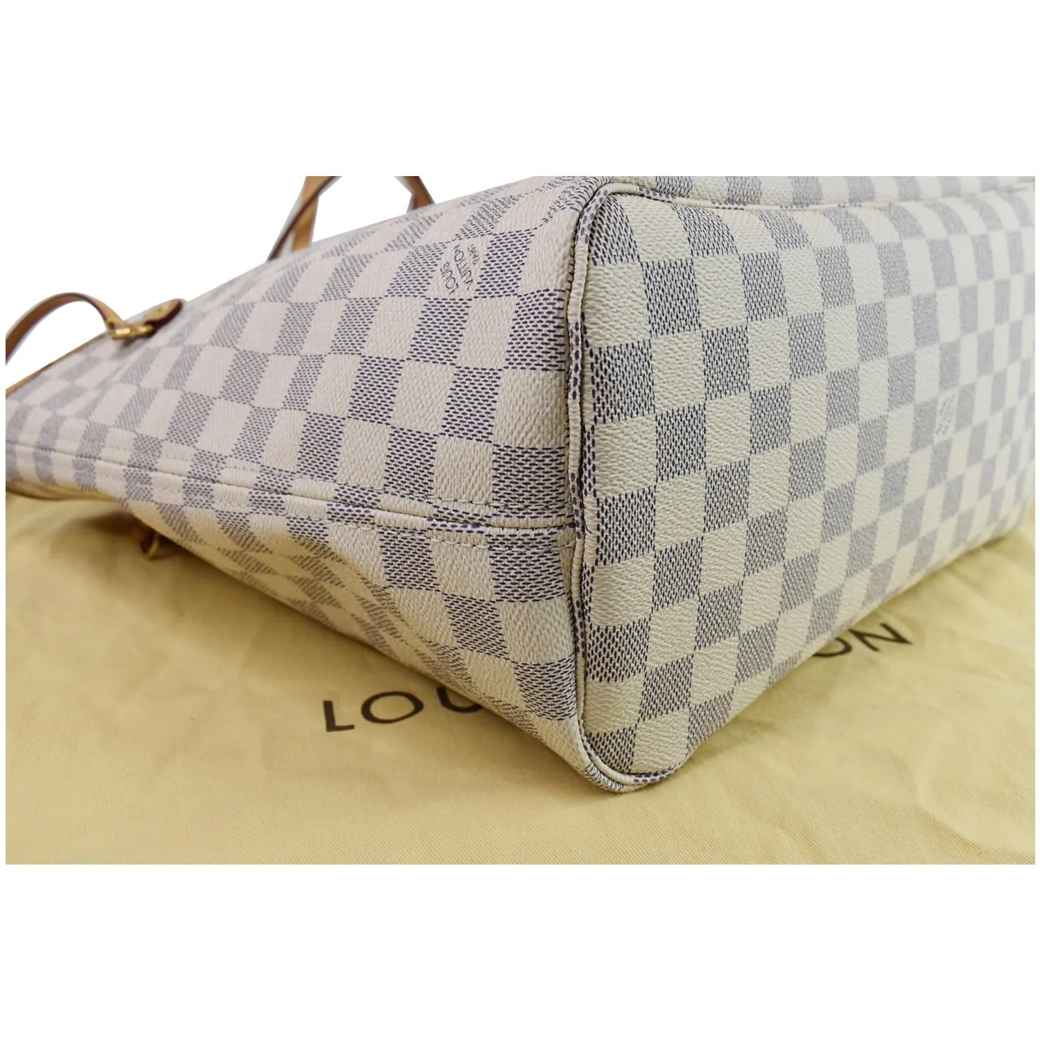 LOUIS VUITTON Neverfull MM Damier Azur Shoulder Bag White