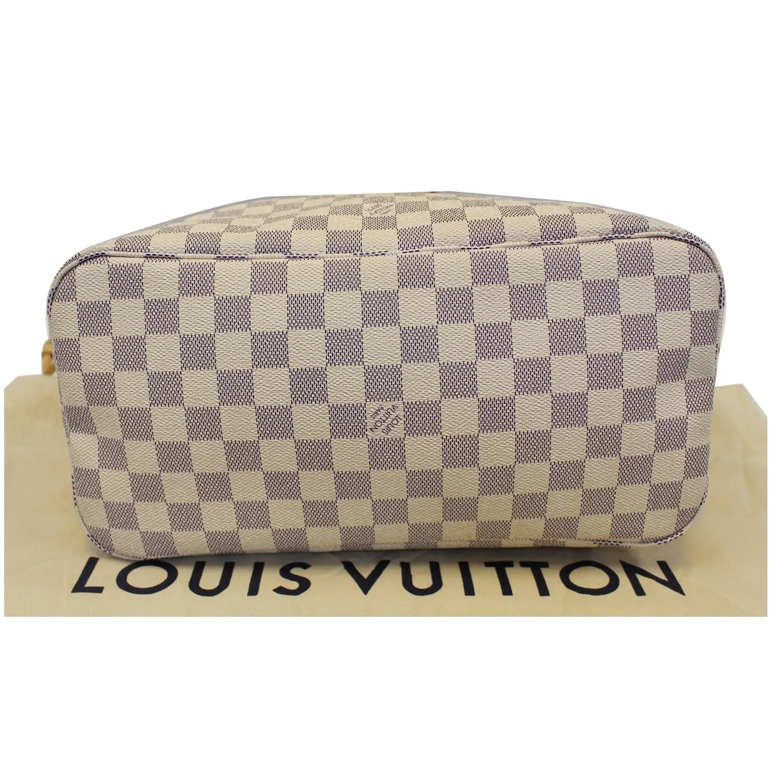 LOUIS VUITTON Neverfull MM Damier Azur Tote Shoulder Bag White