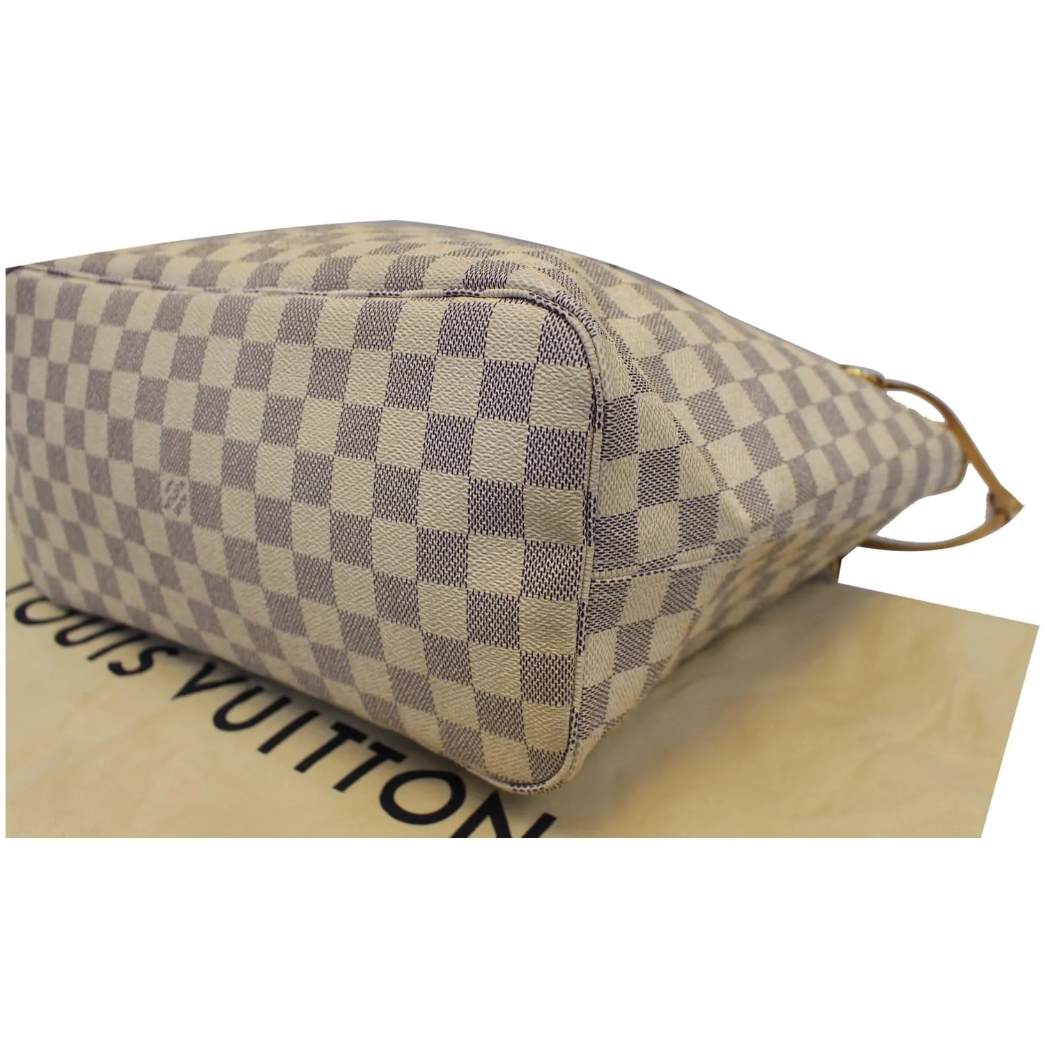 LOUIS VUITTON Neverfull MM Damier Azur Tote Shoulder Bag White