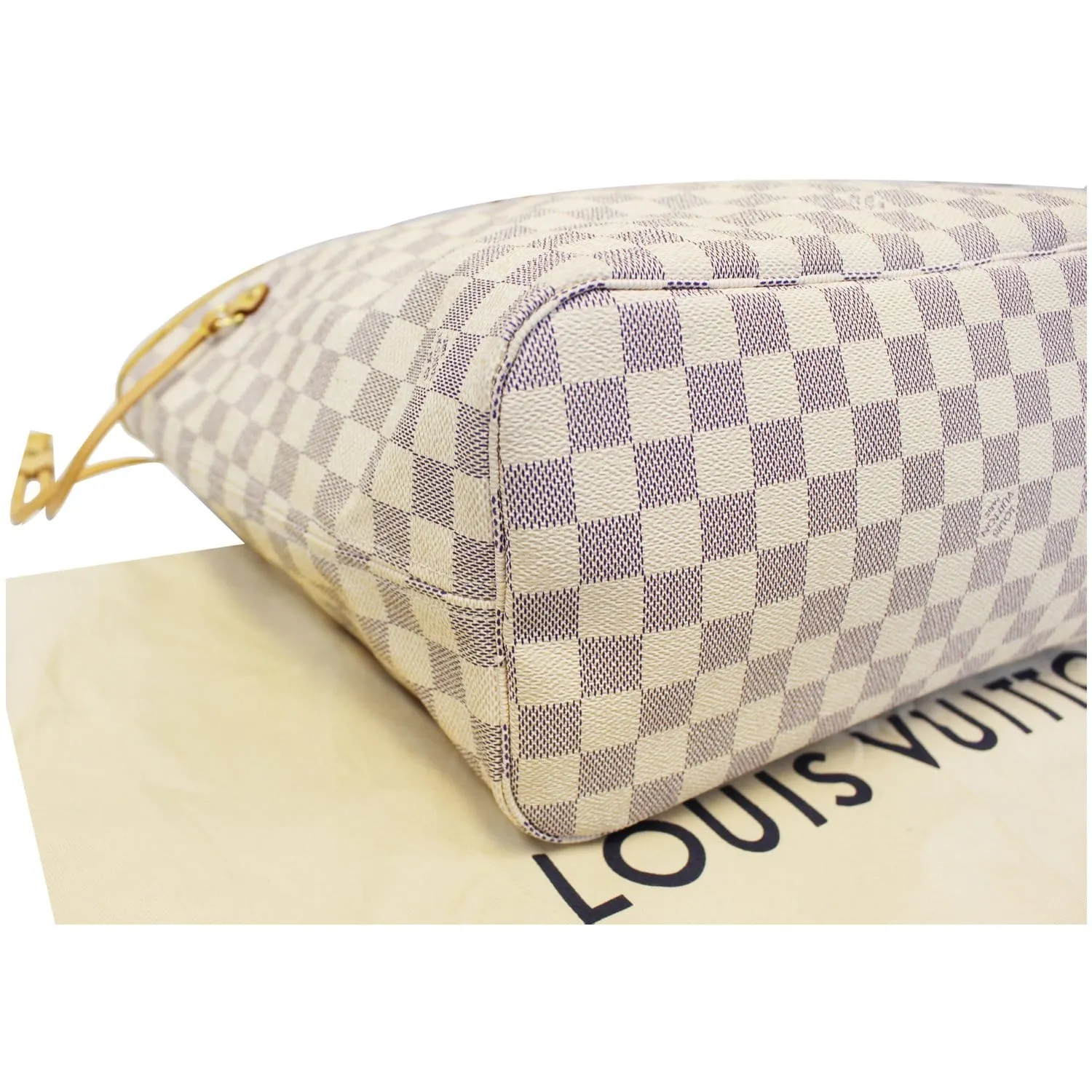 LOUIS VUITTON Neverfull MM Damier Azur Tote Shoulder Bag White