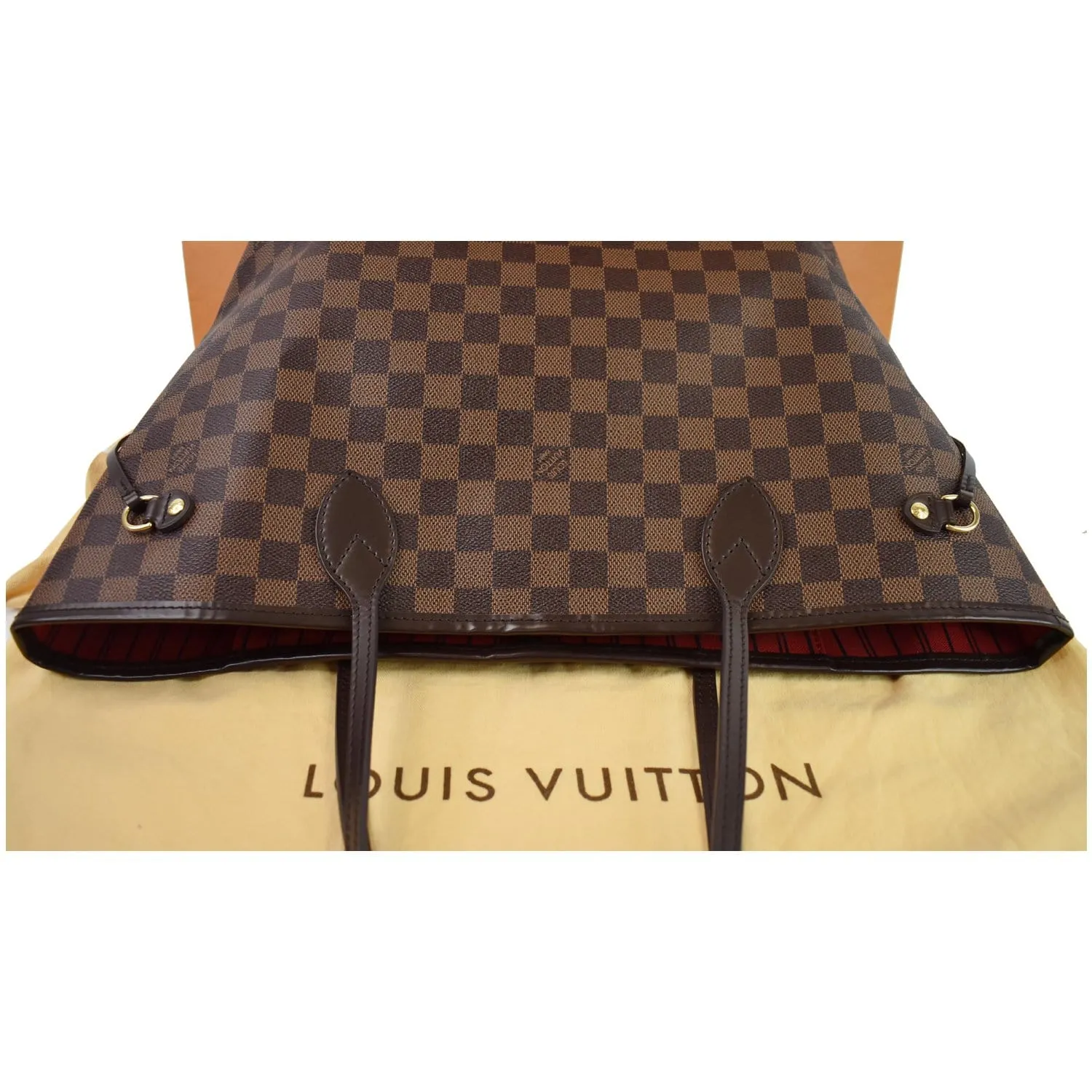 LOUIS VUITTON Neverfull MM Damier Ebene Shoulder Bag Brown